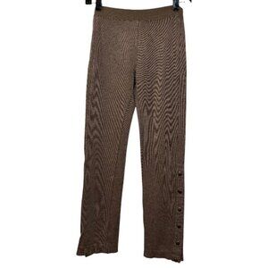 BCBGMaxAzria soft straight side buttons knitted pants brown women's size S